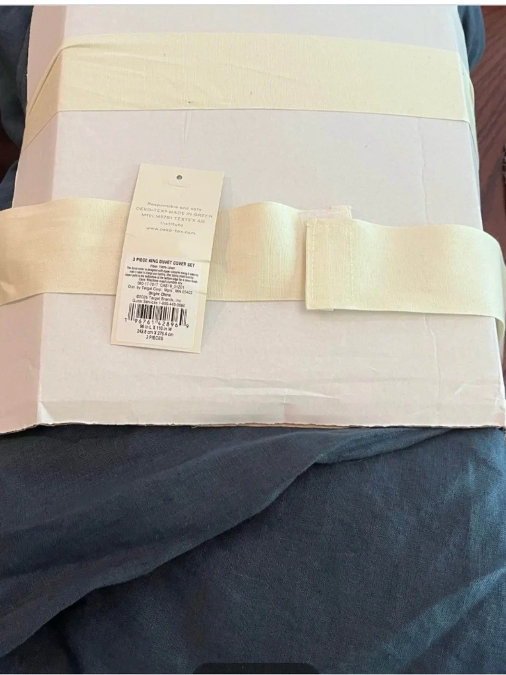 Casaluna Blue and Cream Linen Duvet Cover Set